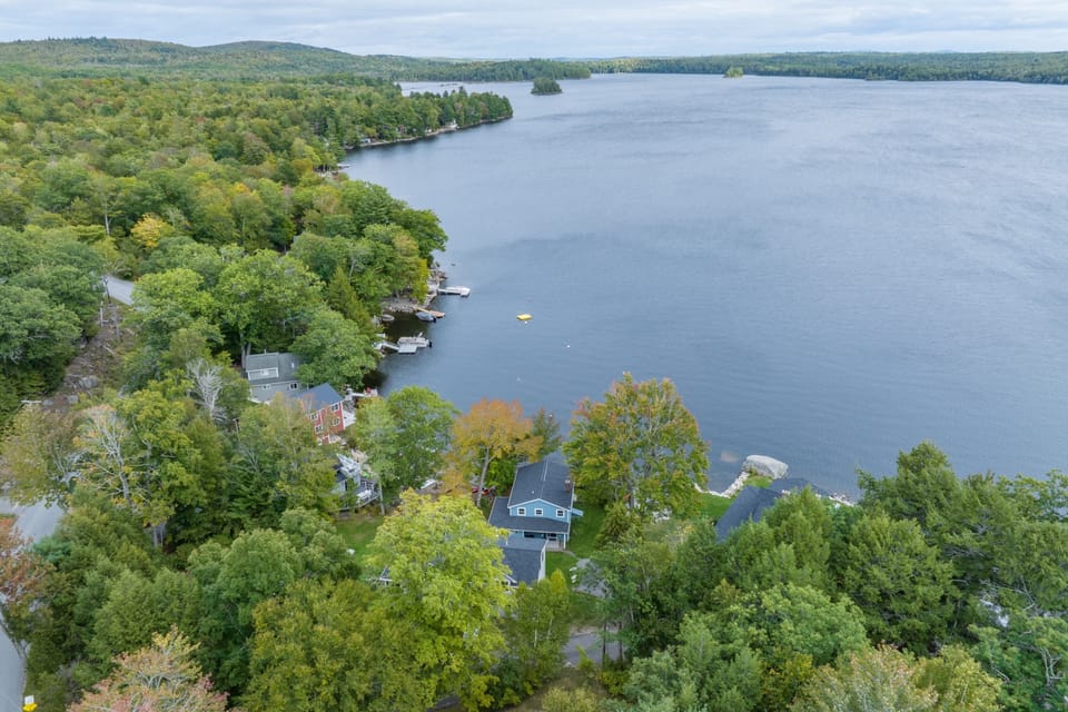Aerial view of property and shoreline