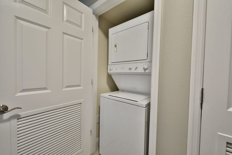 Washer and dryer in unit.