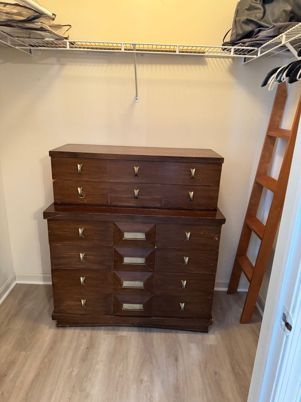 Back Bedroom Closet with Dresser & Air Mattress 