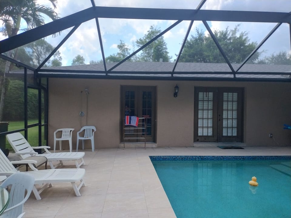 outdoor pool area