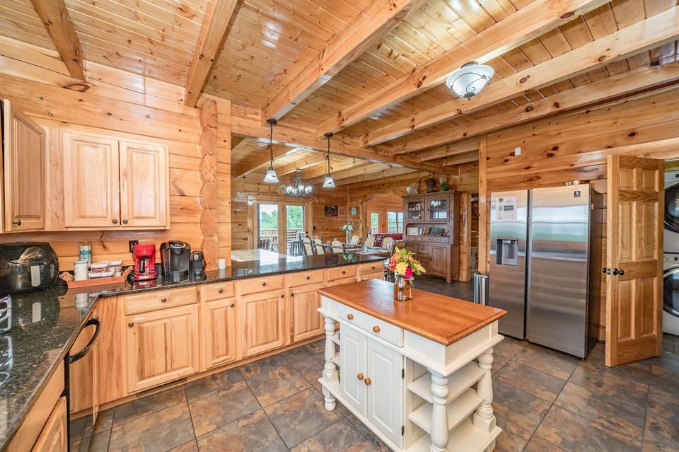 Kitchen with large island for plenty of room.