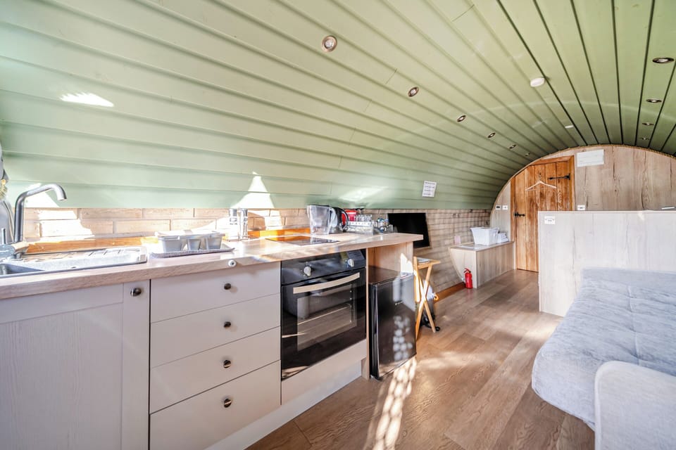 Fridge, oven, stovetop, electric kettle