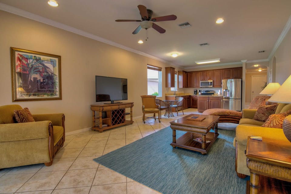 The Home Has an Open Concept Family Room and Kitchen