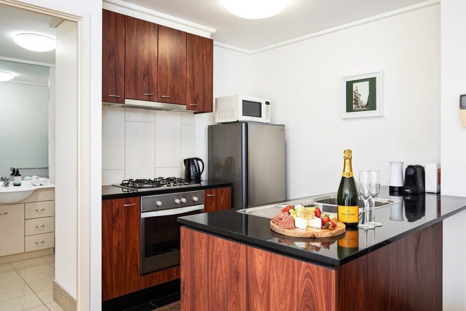 Kitchen with stone granite benchtops