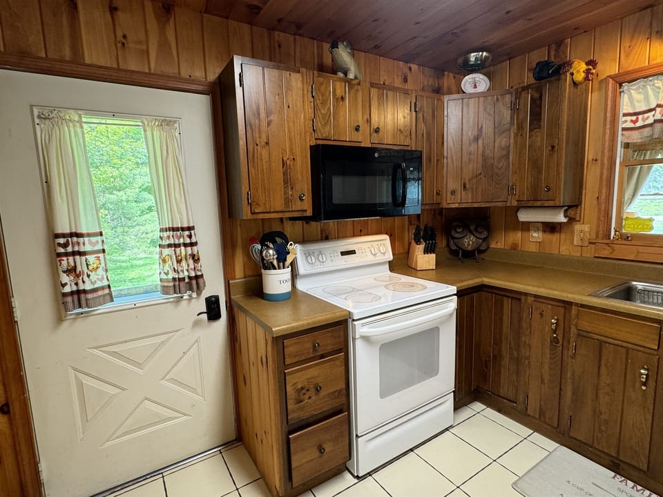 Kitchen stocked with all you need, you provide the groceries