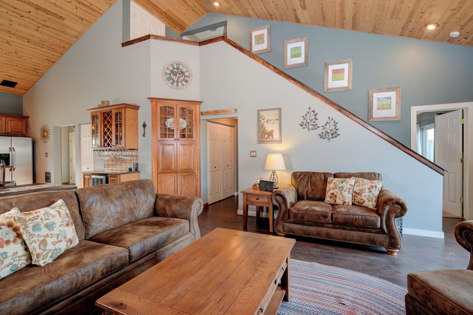 Get comfy on the leather couches | Main Level