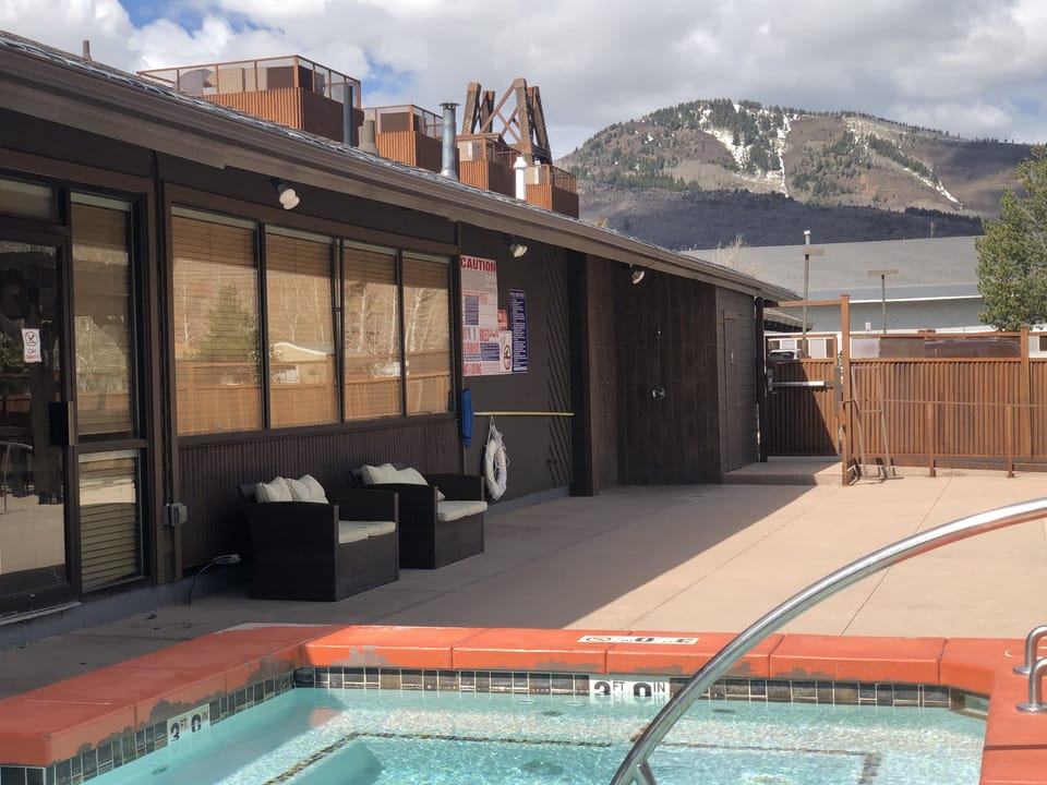 Year round hot tub right across the Studio