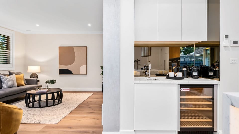 Coffee machine and wine fridge 