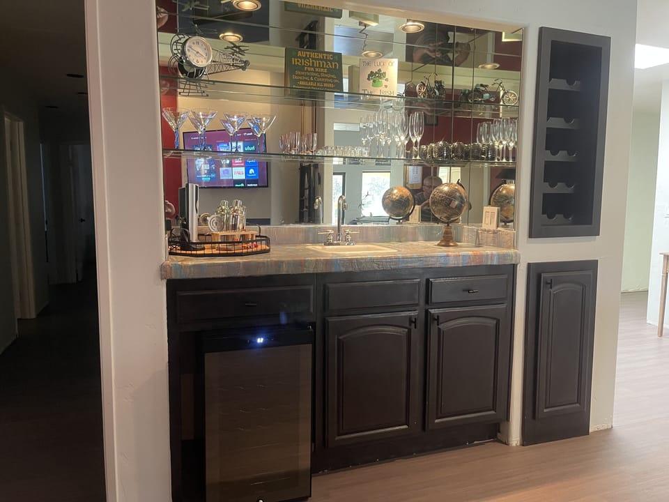 Wet bar with wine cooler