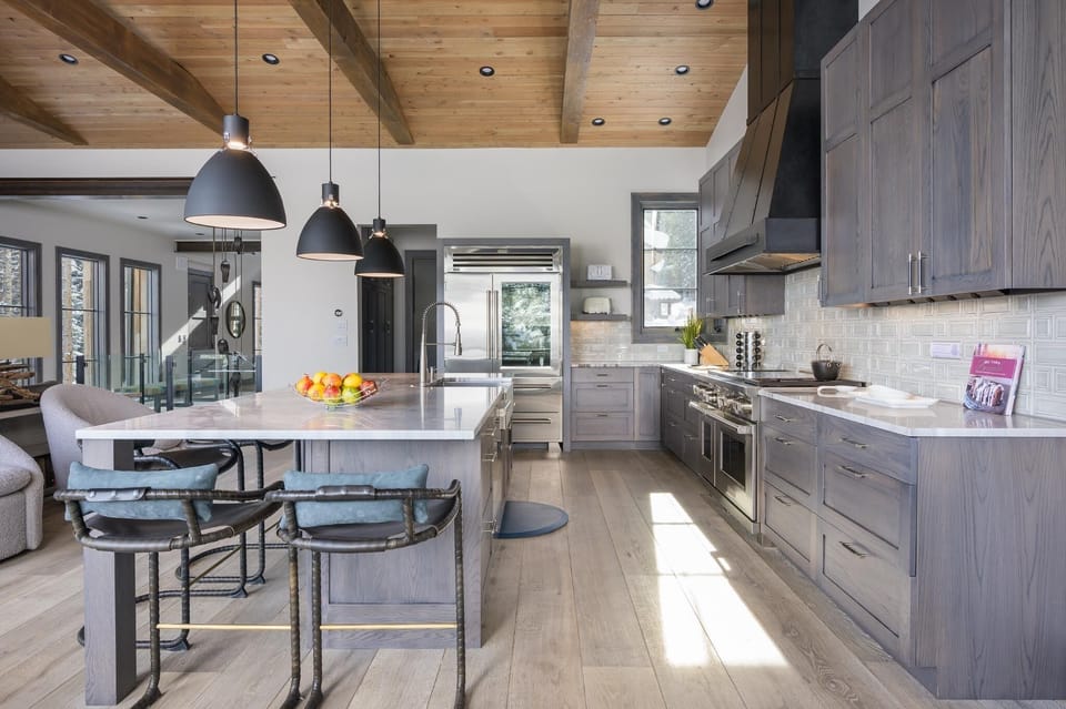 The gourmet kitchen with Wolf appliances is absolute perfection