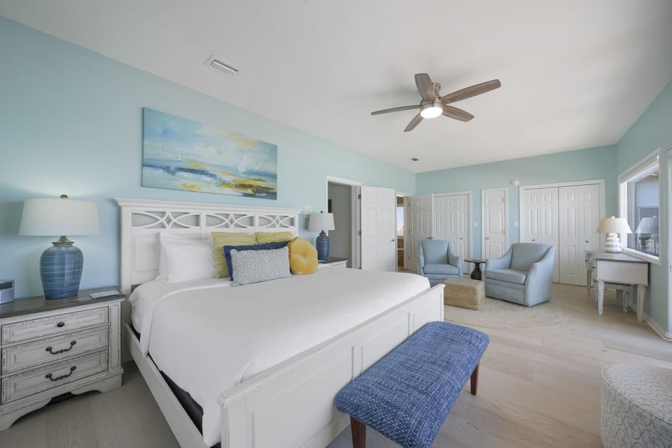 Master bedroom with a view of the sitting area