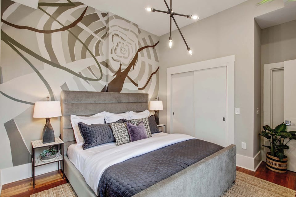 Bedroom 3 | King Bed with Fan and Natural Light | Third Floor of Building — Unit on One Level
