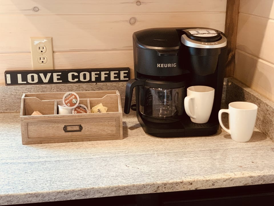 Start your day right with our coffee maker! We provide pods, creamers and sweeteners for your first morning.
