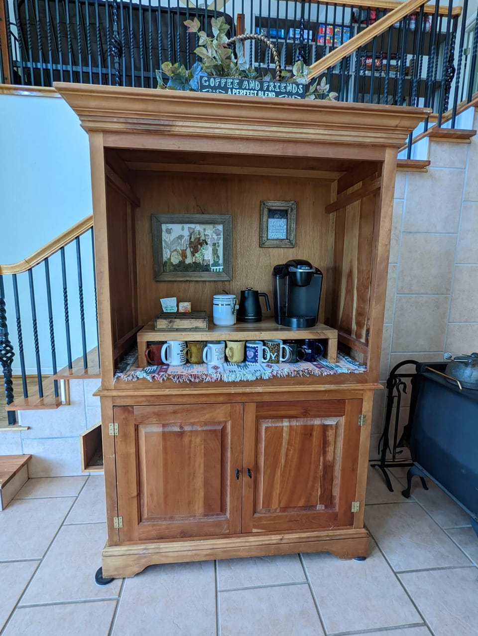 Coffee anyone?  Coffee bar is equipped with mugs and a Keurig coffee maker.