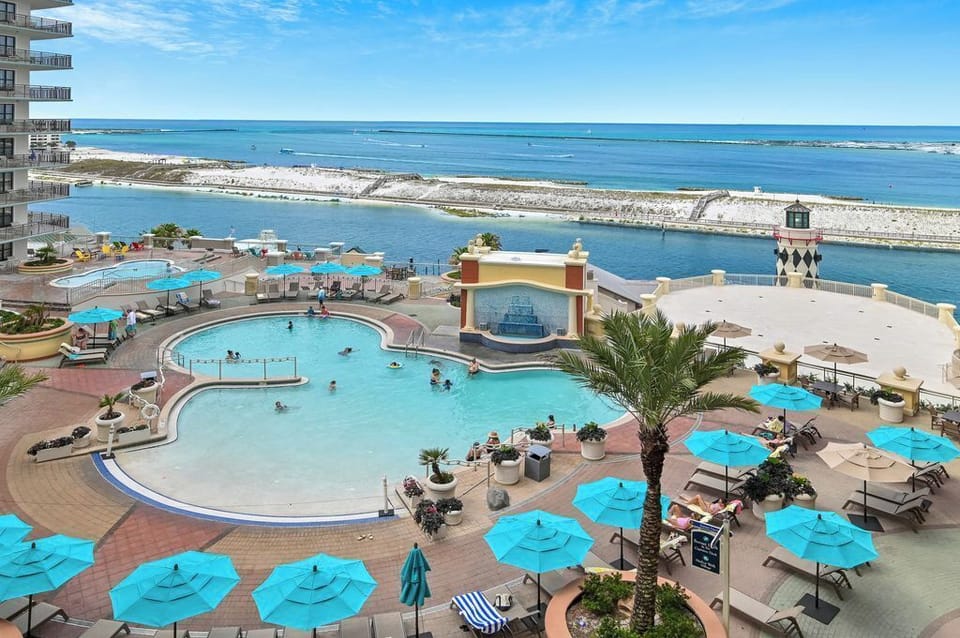 Triple view of the pool, harbor and gulf!