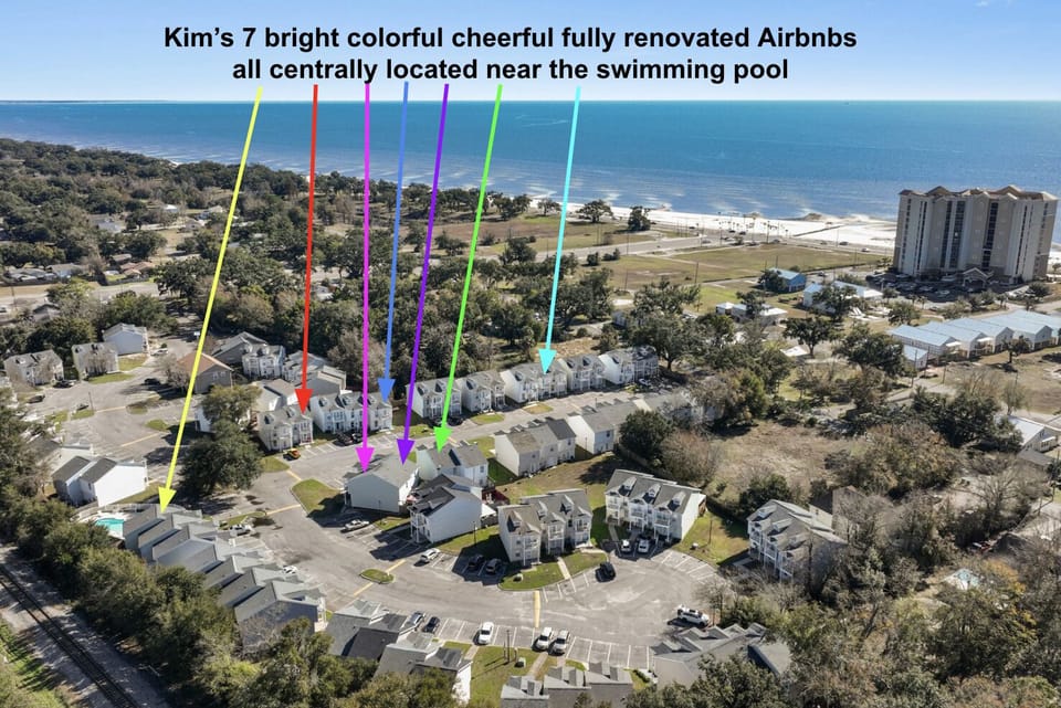 Our townhouses in Century Oaks gated complex is 1 1/2 block to the sandy beach