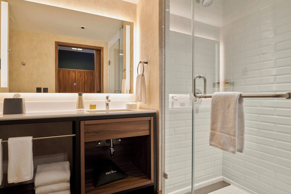 Traditional Room, 1 King Bed | Bathroom | Combined shower/tub, rainfall showerhead, hair dryer