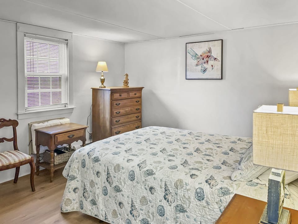 Bedroom #1 Queen bed, dresser a/c unit - 25 Zylpha Rd Harwich Port- Cape Cod- New England Vacation Rentals