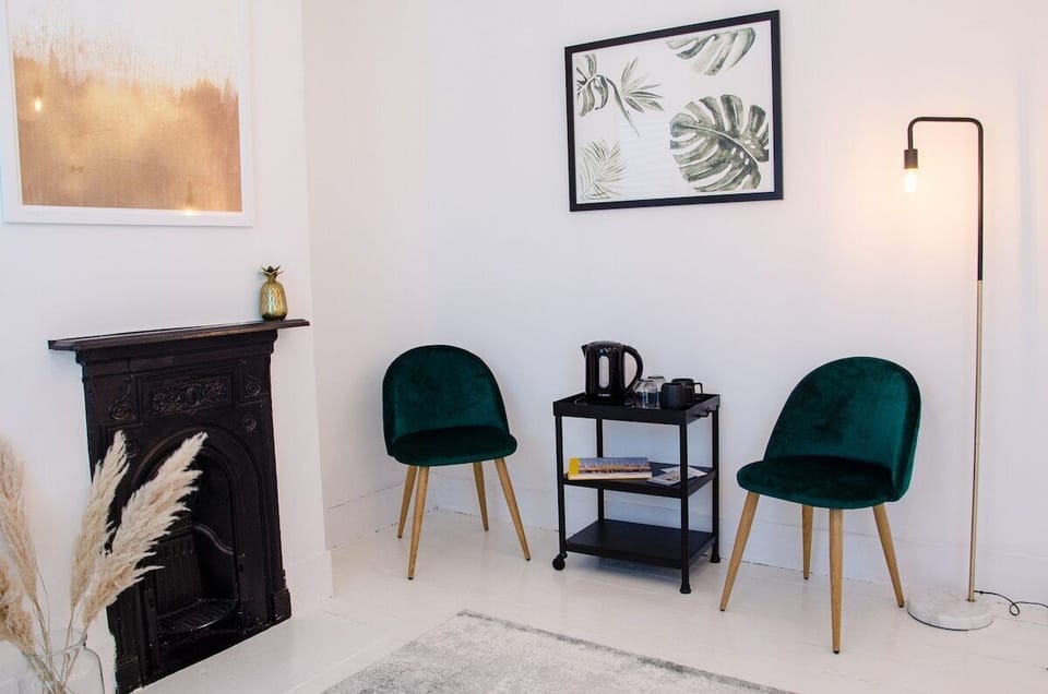 Inviting comfort in our carpeted area with a chair.