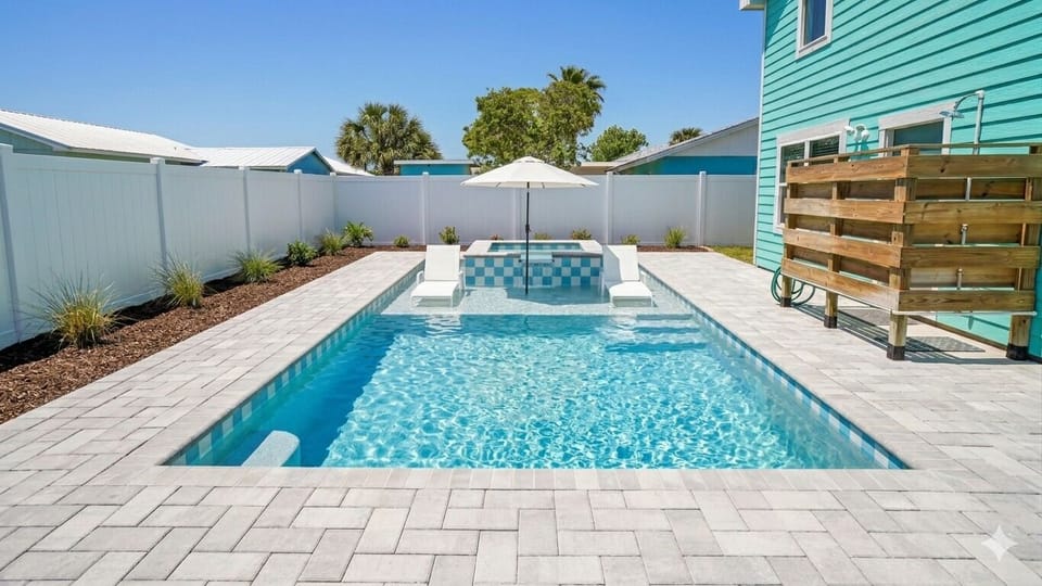COMING JUNE 15, 2026!  Our brand-new pool is almost here. Spa shown in rendering — coming later this year. Photo is an artist rendering.
