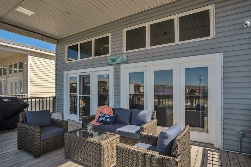Large deck for grilling and enjoying cool beverages.