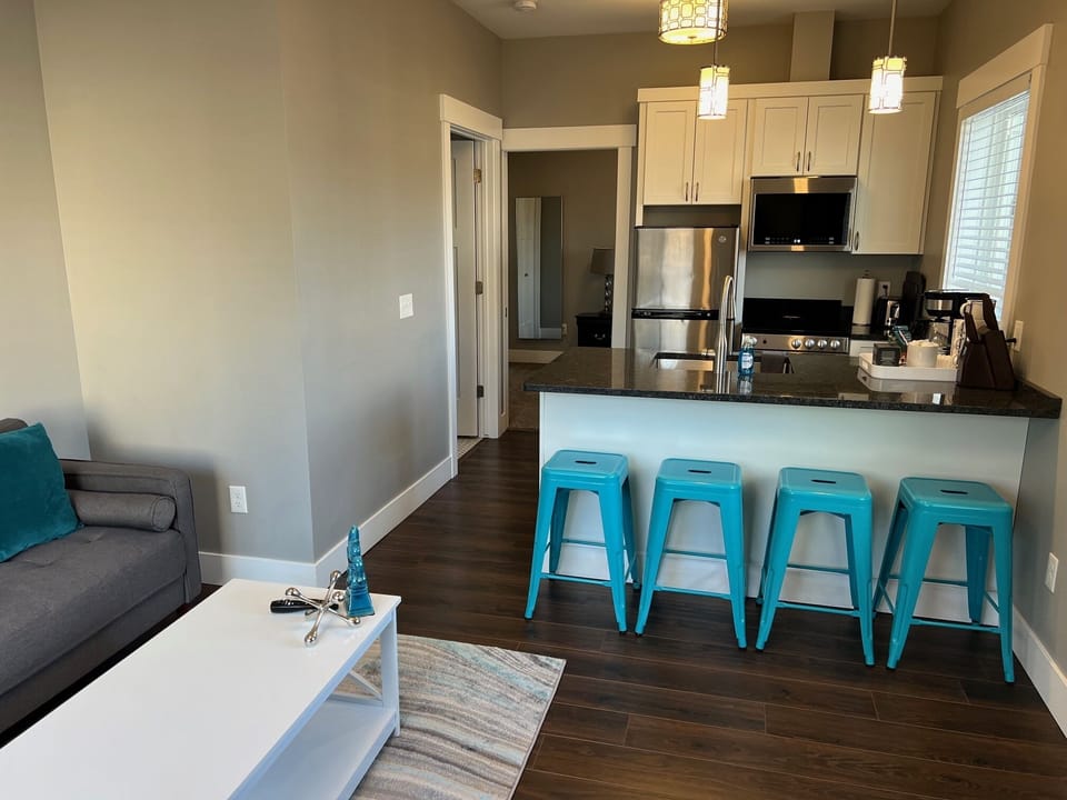Open concept kitchen with living room