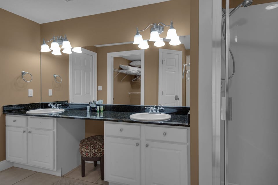 Primary Bathroom - Primary bath has a separate shower and garden tub, with dual sinks.