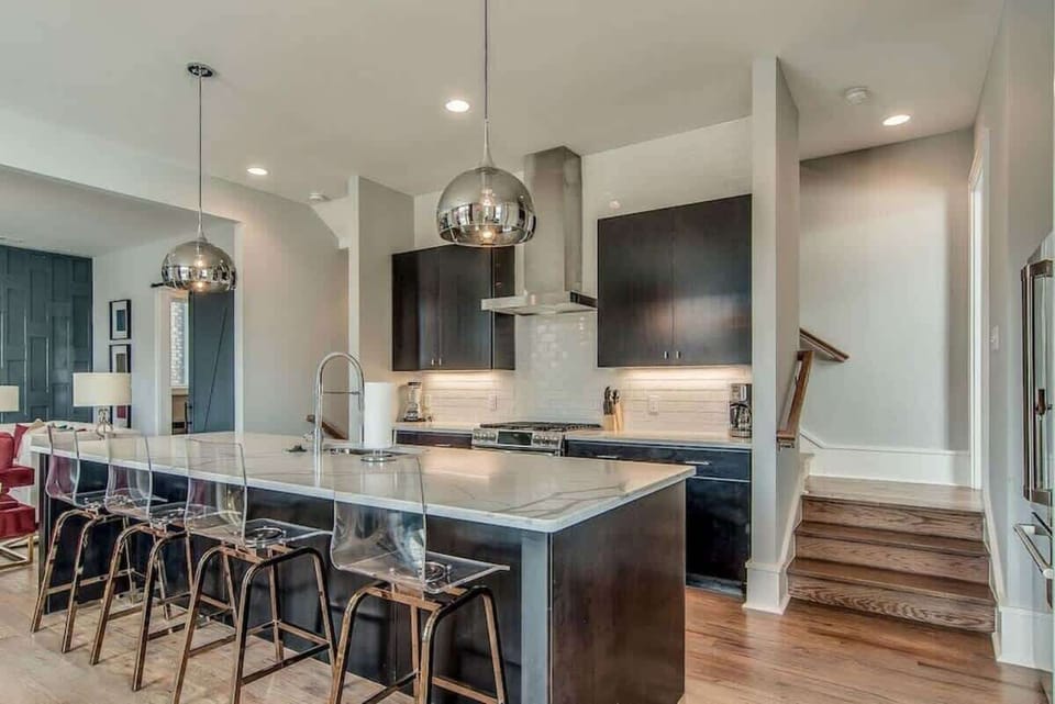 Custom kitchen with Island seating and high end appliances