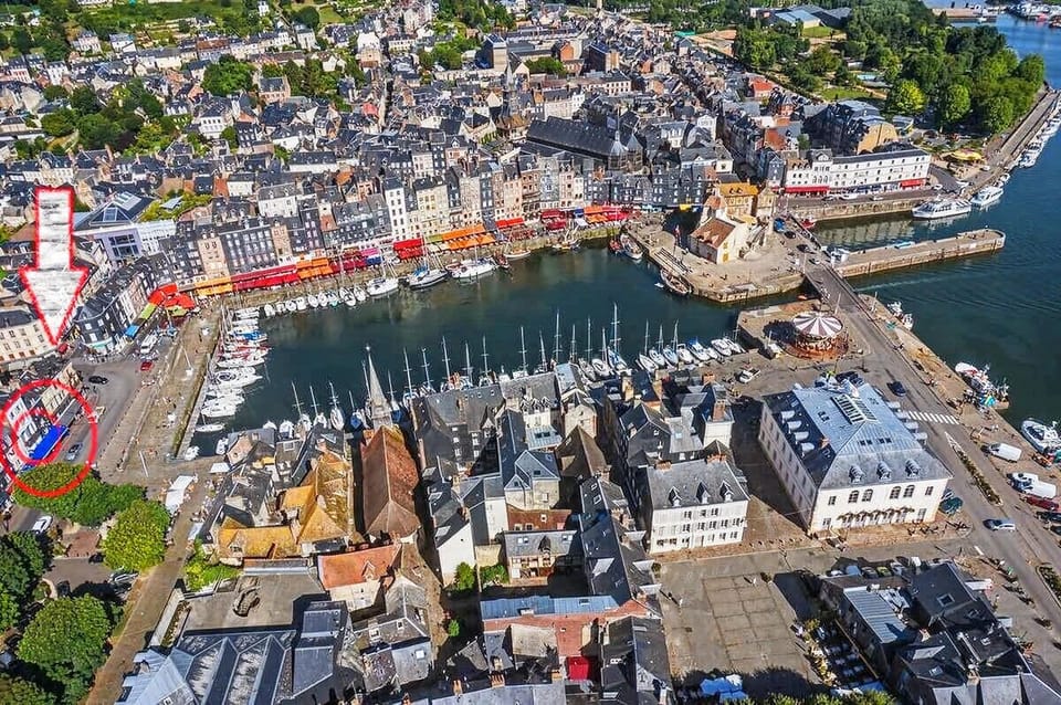 Panoramic view of Honfleur, port and sea, simply a rare spot
