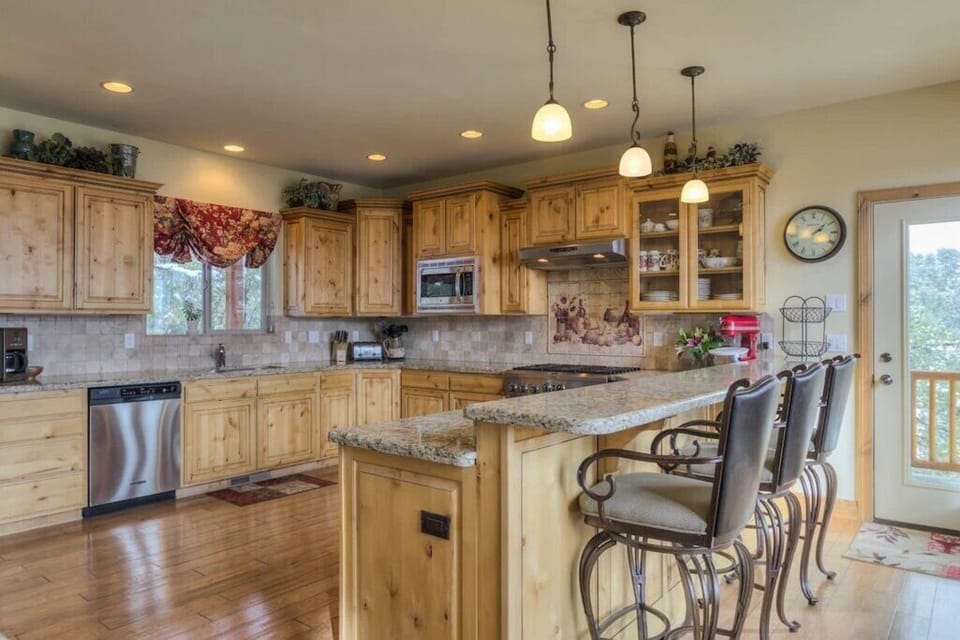 Gourmet kitchen fully stocked with everything you need to prepare special meals.