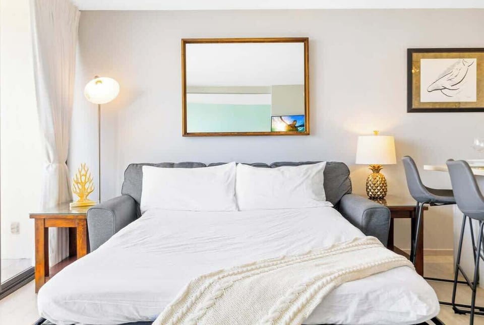 Pull-out sleeper sofa in the living room
