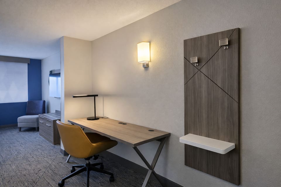 In-room safe, desk, laptop workspace, blackout drapes