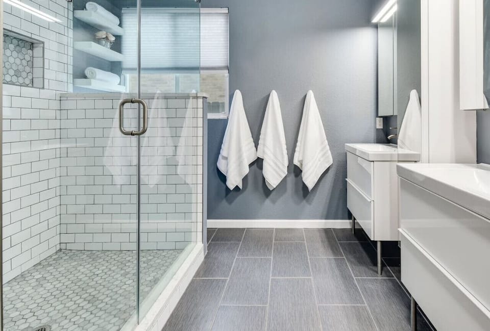 Unwind in the large, walk-in shower—your own private spa retreat.