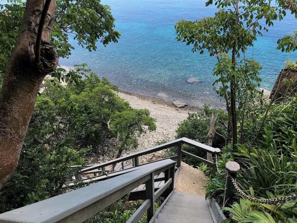 Steps to secluded each with good snorkeling in all directions.