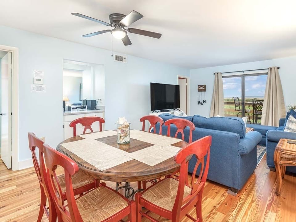 Open living and dining areas