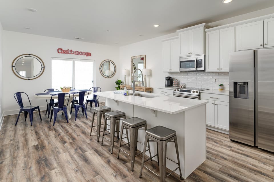 Kitchen with seating for 10