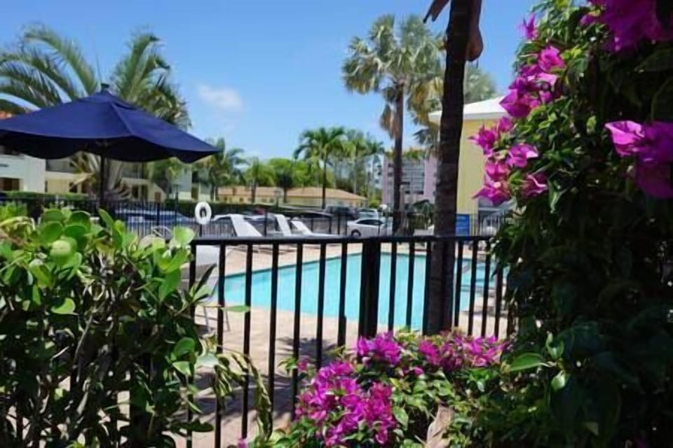 1 of our Heated Pools with lounge chairs and umbrellas for your use.