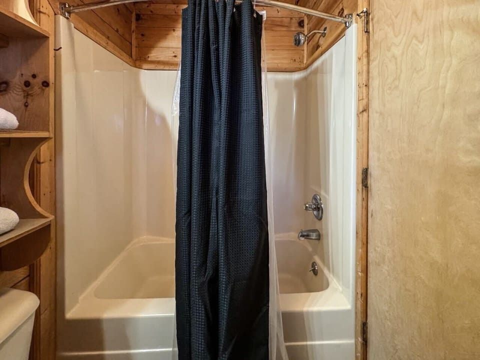 Charming cabin bathroom with rustic accents