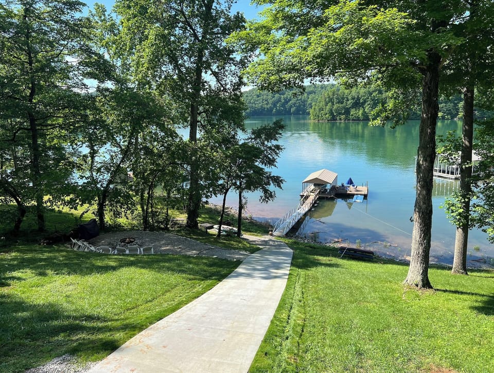 The view to the dock from the back deck