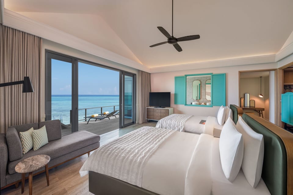 Villa, 2 Bedrooms, Ocean View (Overwater) | Hypo-allergenic bedding, down comforters, in-room safe, desk