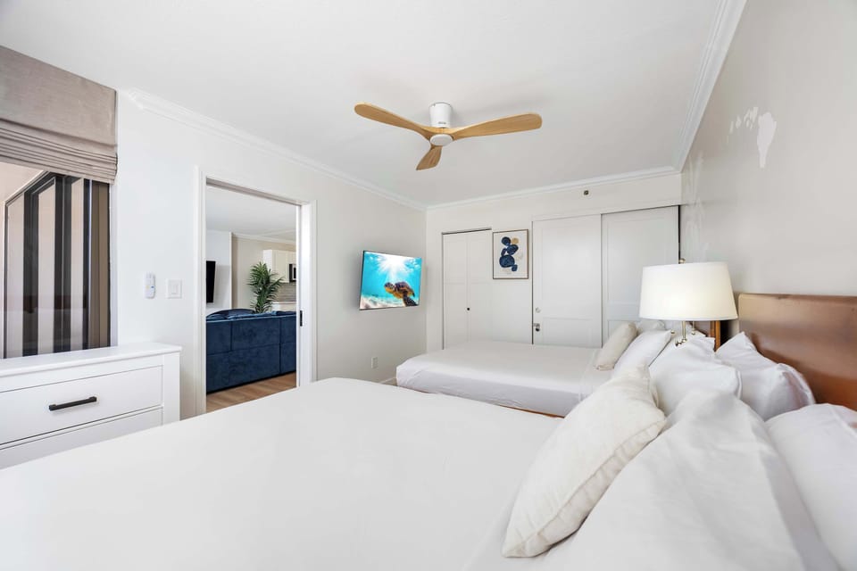 Your bedroom is separated from the living area by a sliding door