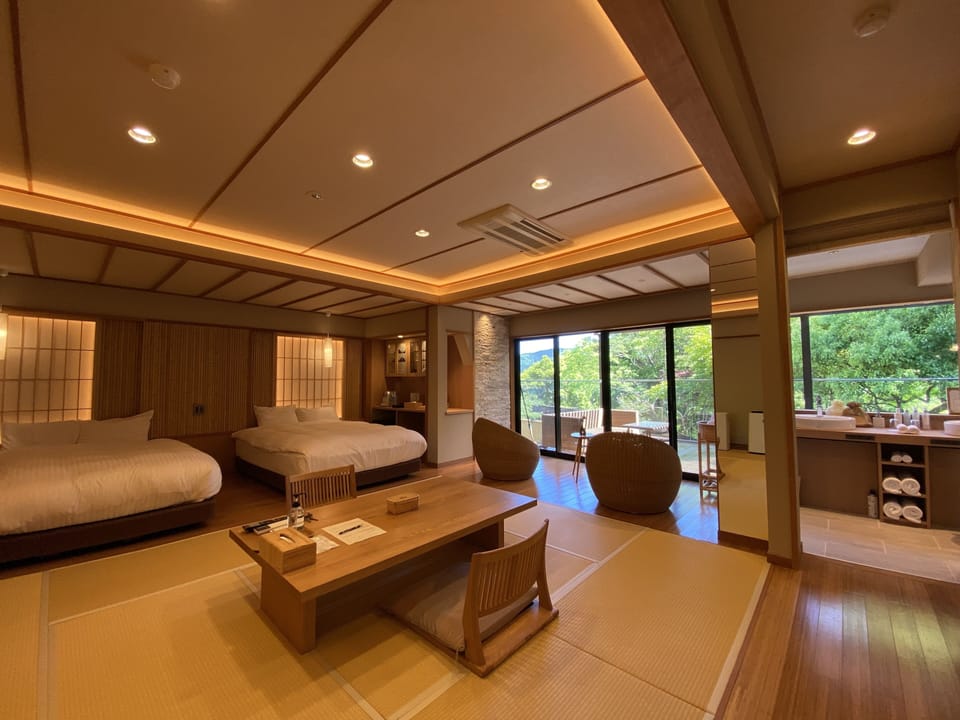 Japanese Twin Room "TAKAMADO" with Open Air Bath, Non Smoking  | Minibar, in-room safe, free WiFi, bed sheets