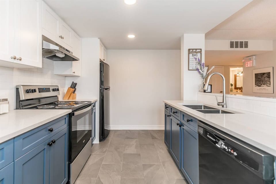 Large, modern and clean. Inspired by Grace and Frankie Kitchen on Netflix!