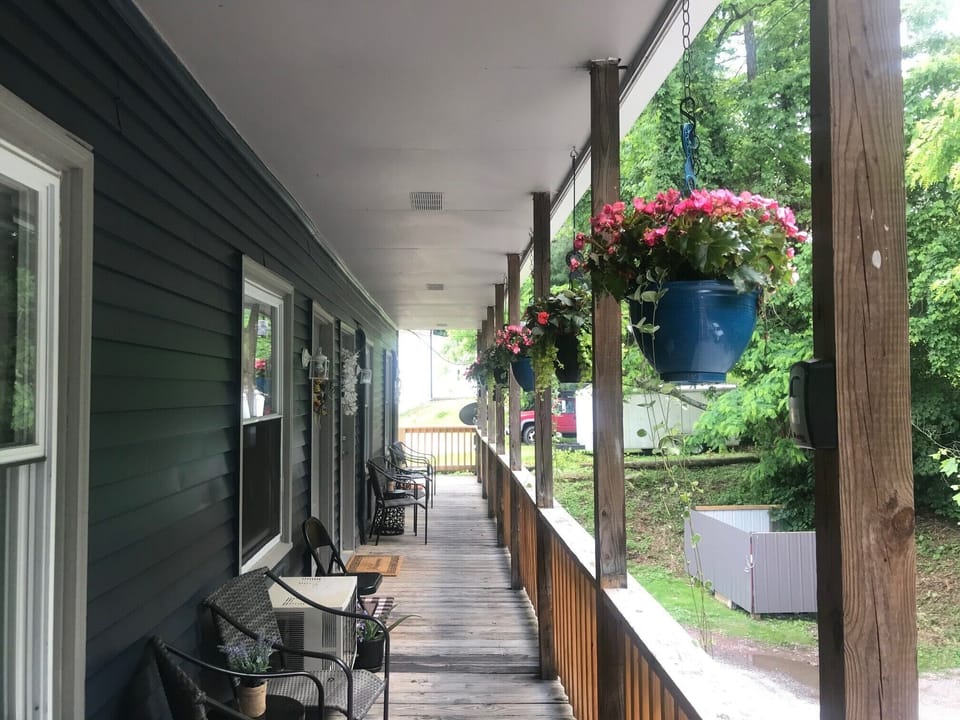 Entrance in the rear of the building.