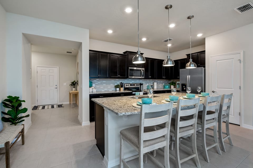 Fantastic Kitchen Area with Barstool Seating