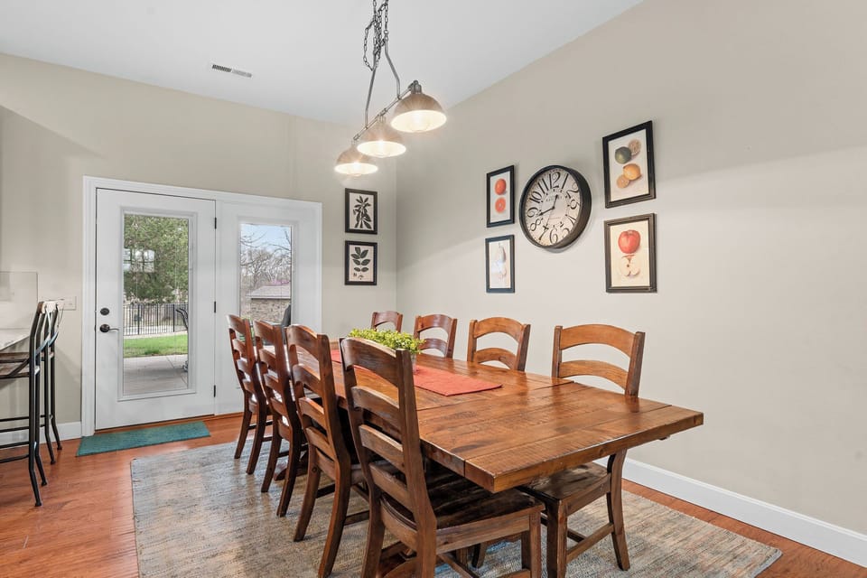 Dining seating for 8 and 2 at the island