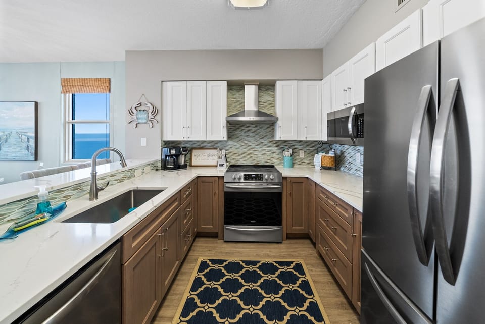Updated kitchen with luxury amenities.  Including an AIR FRY oven and a microwave NOT above the range.