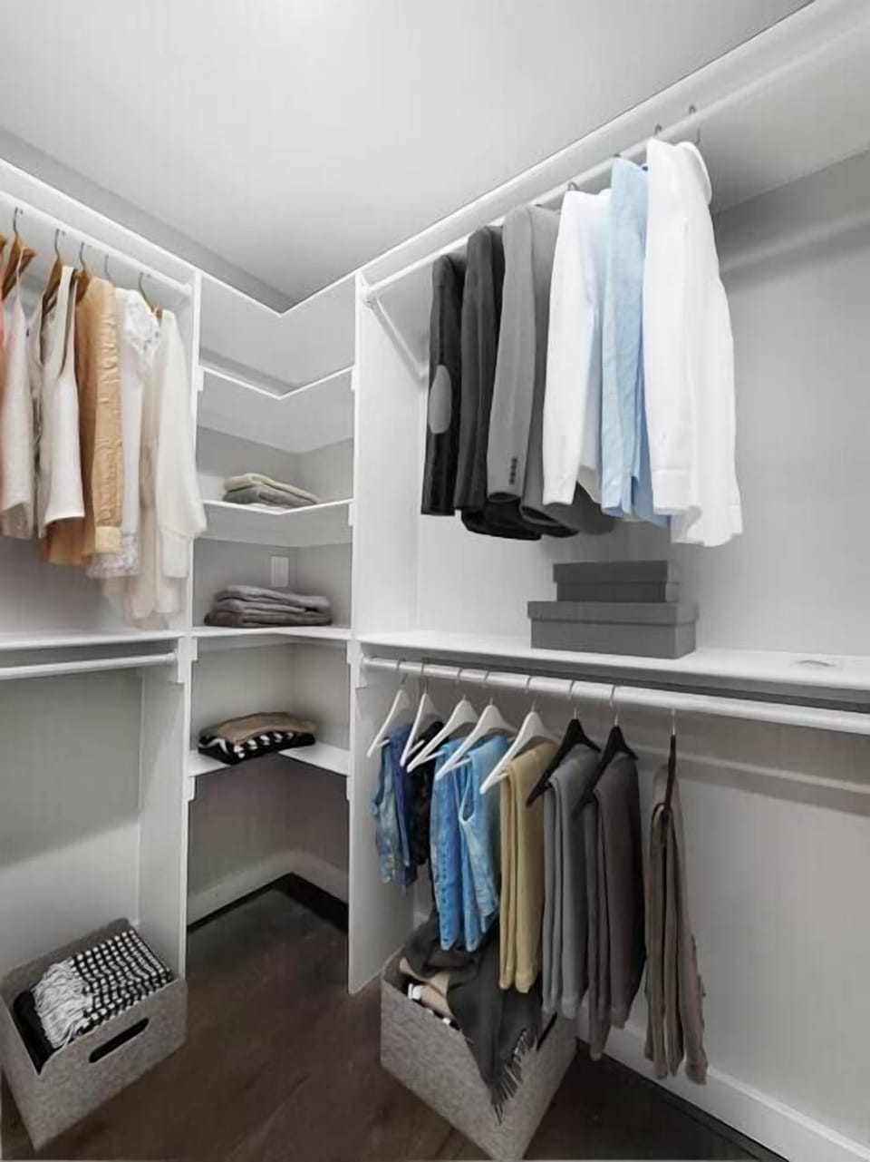 Walk-in closet for clothes and storage.