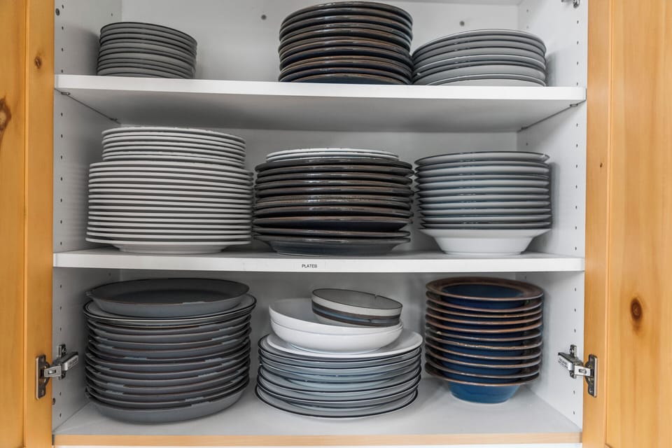 Ample dishware available for our guests.