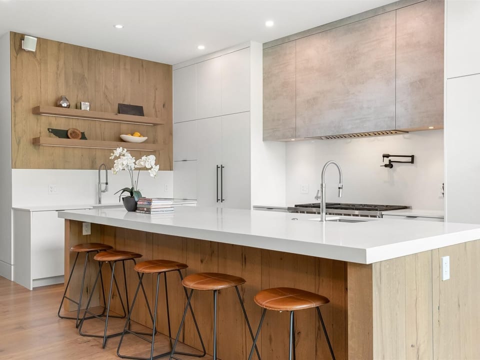 Modern kitchen with extra bar seating
